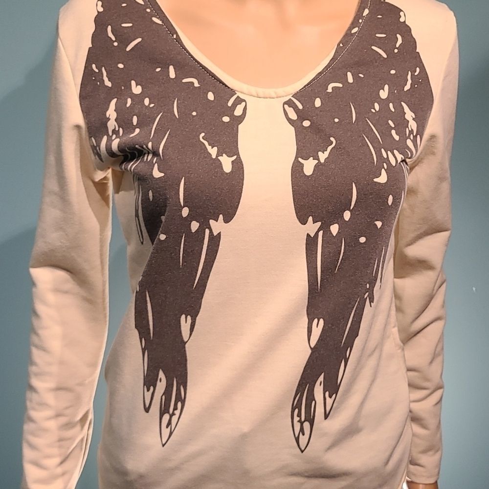 Meiyi99 Long sleeves cream wings blouse